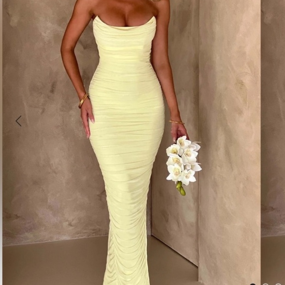 Babyboo yellow strapless maxi dress